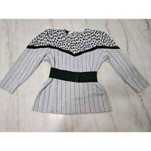 80s Choon California Retro Blouse, Size 8, Vintage, Gray & Black